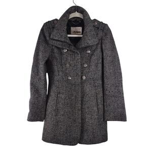 Guess Military Style Tweed Midi Coat, Size Small
